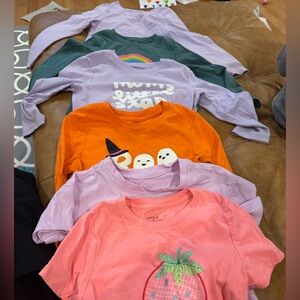 Cat & Jack Girls 4T Bundle Long Sleeve Tees - Pink, Purple, Orange, Green